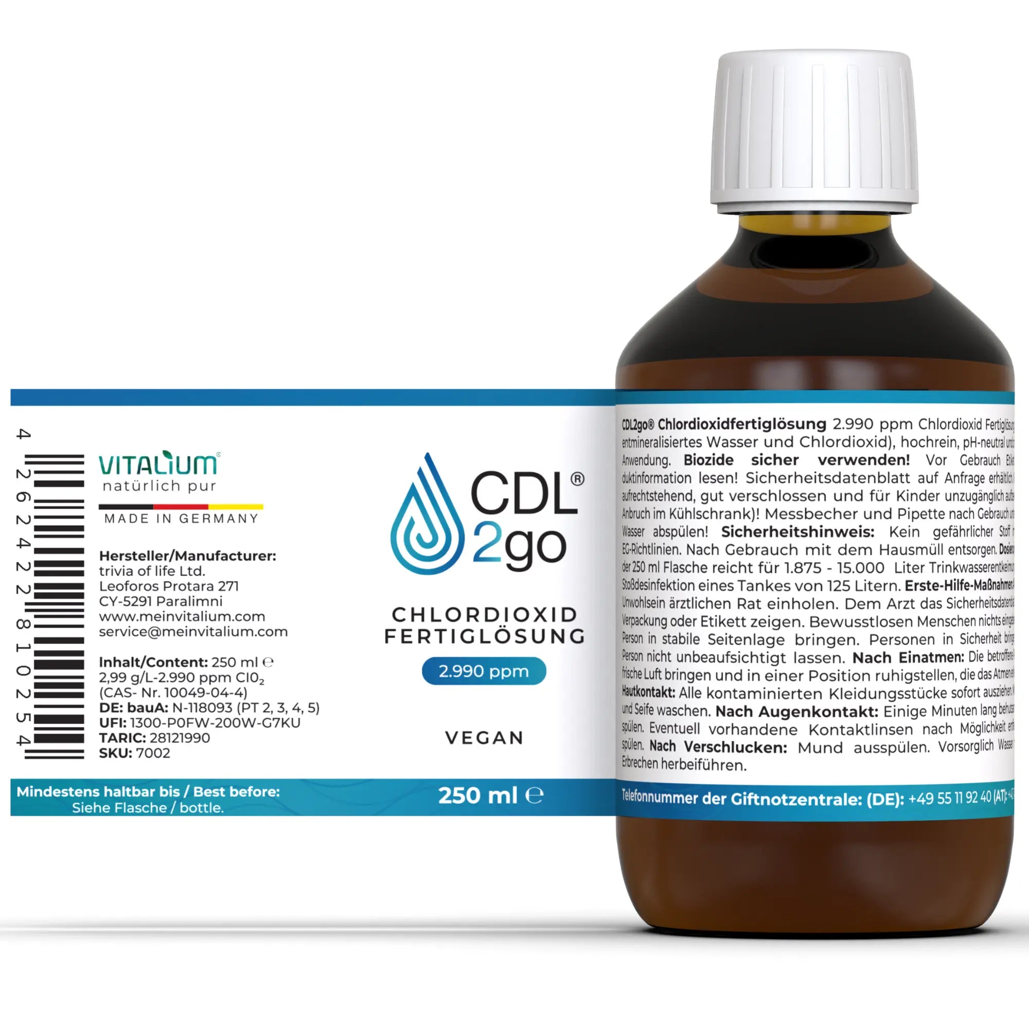 Chlorine dioxide solution 0.3% – CDL2go ready-to-use solution 250 ml (CDL / CDS)