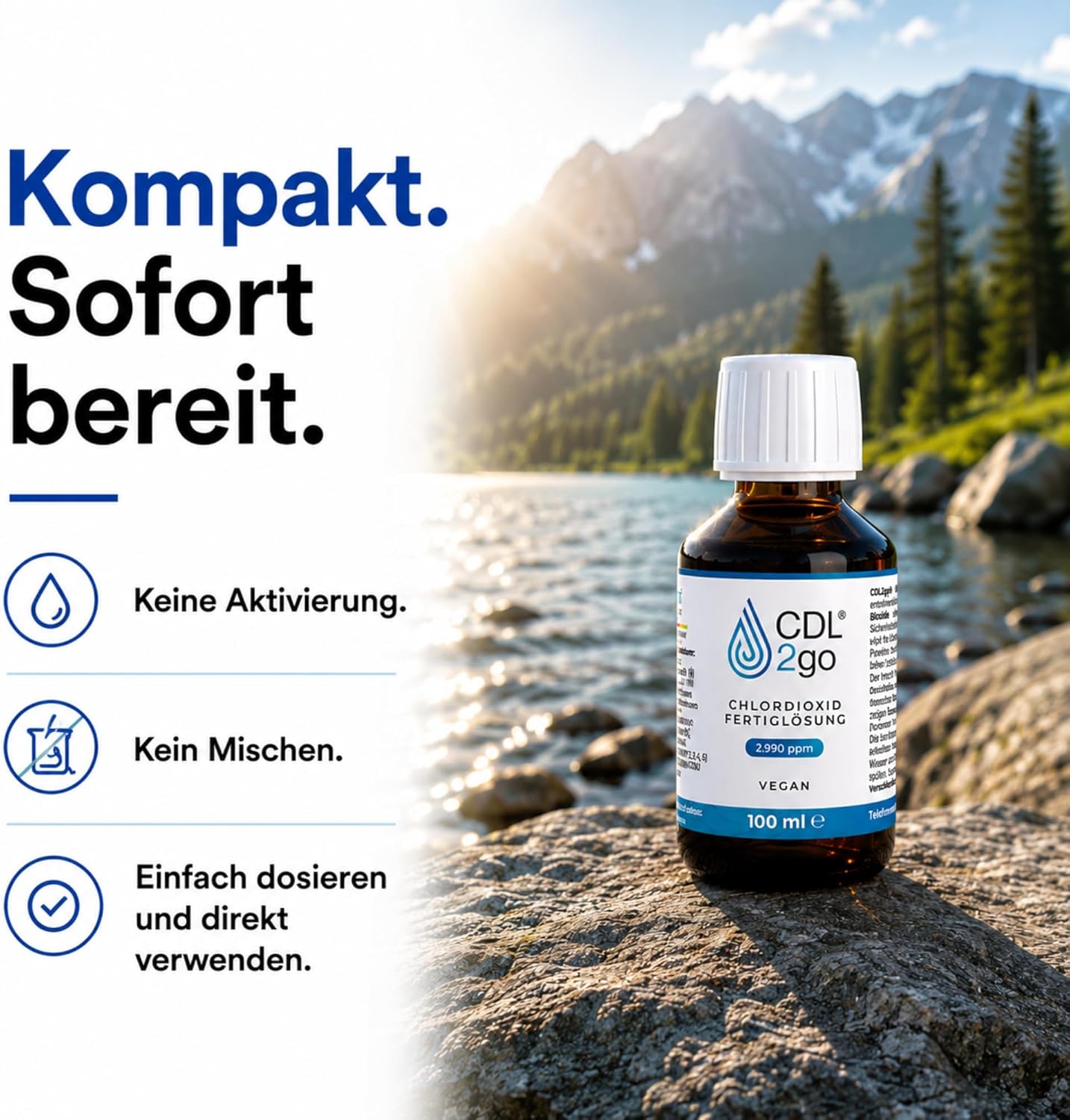 Chlordioxid Lösung 0,3 % – CDL2go Fertiglösung 100 ml (CDL / CDS)