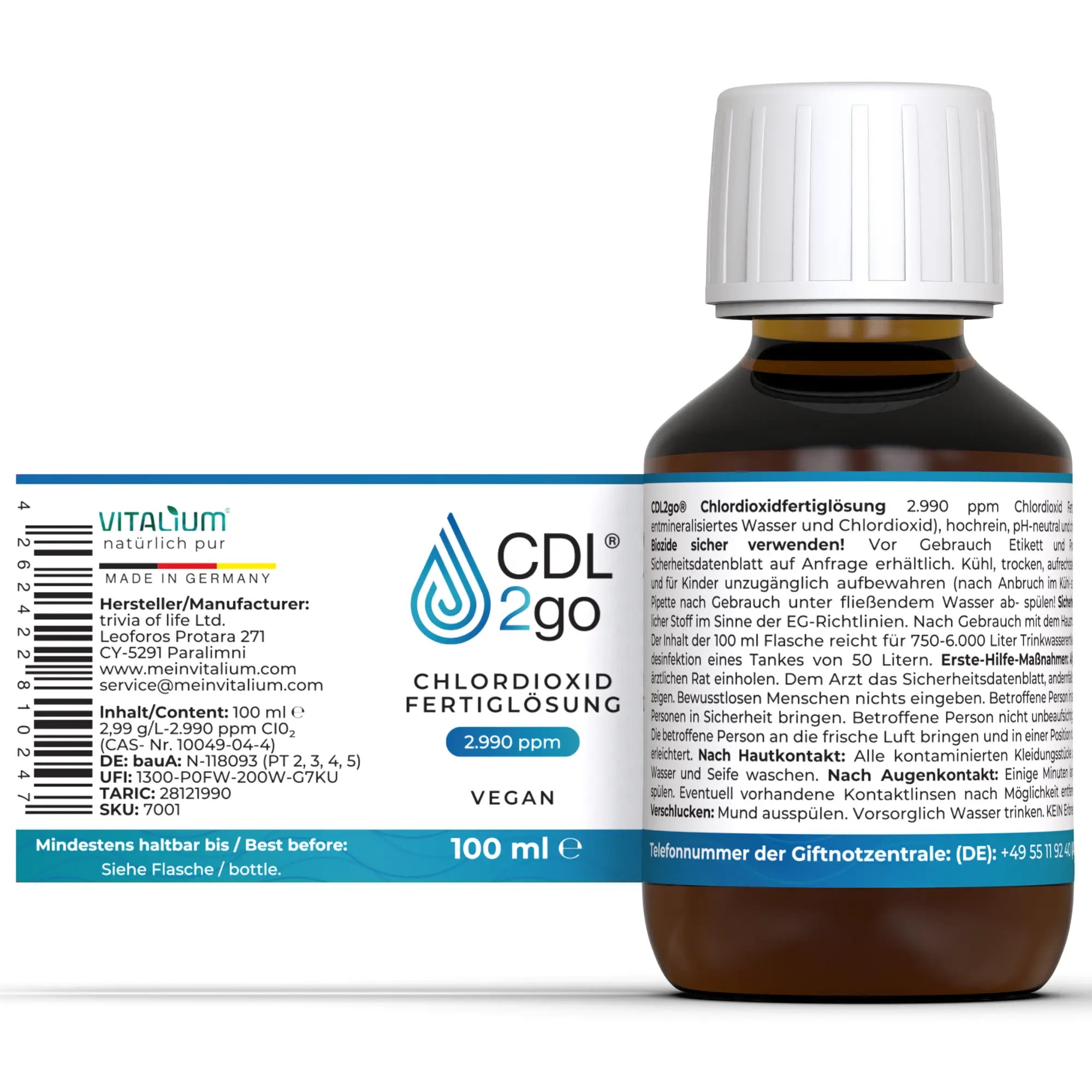 Chlorine dioxide solution 0.3% – CDL2go ready-to-use solution 100 ml (CDL / CDS)