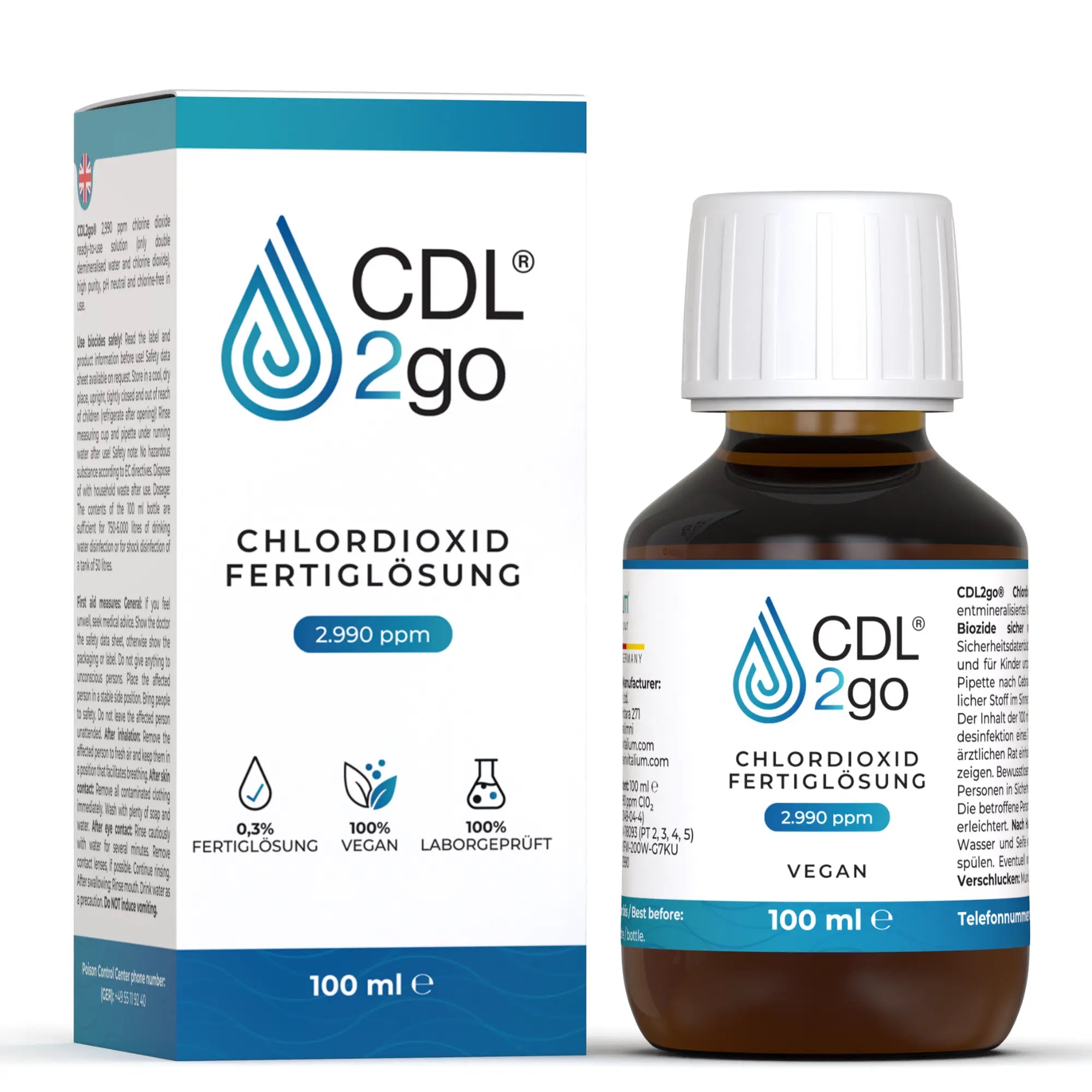 Chlorine dioxide solution 0.3% – CDL2go ready-to-use solution 100 ml (CDL / CDS)