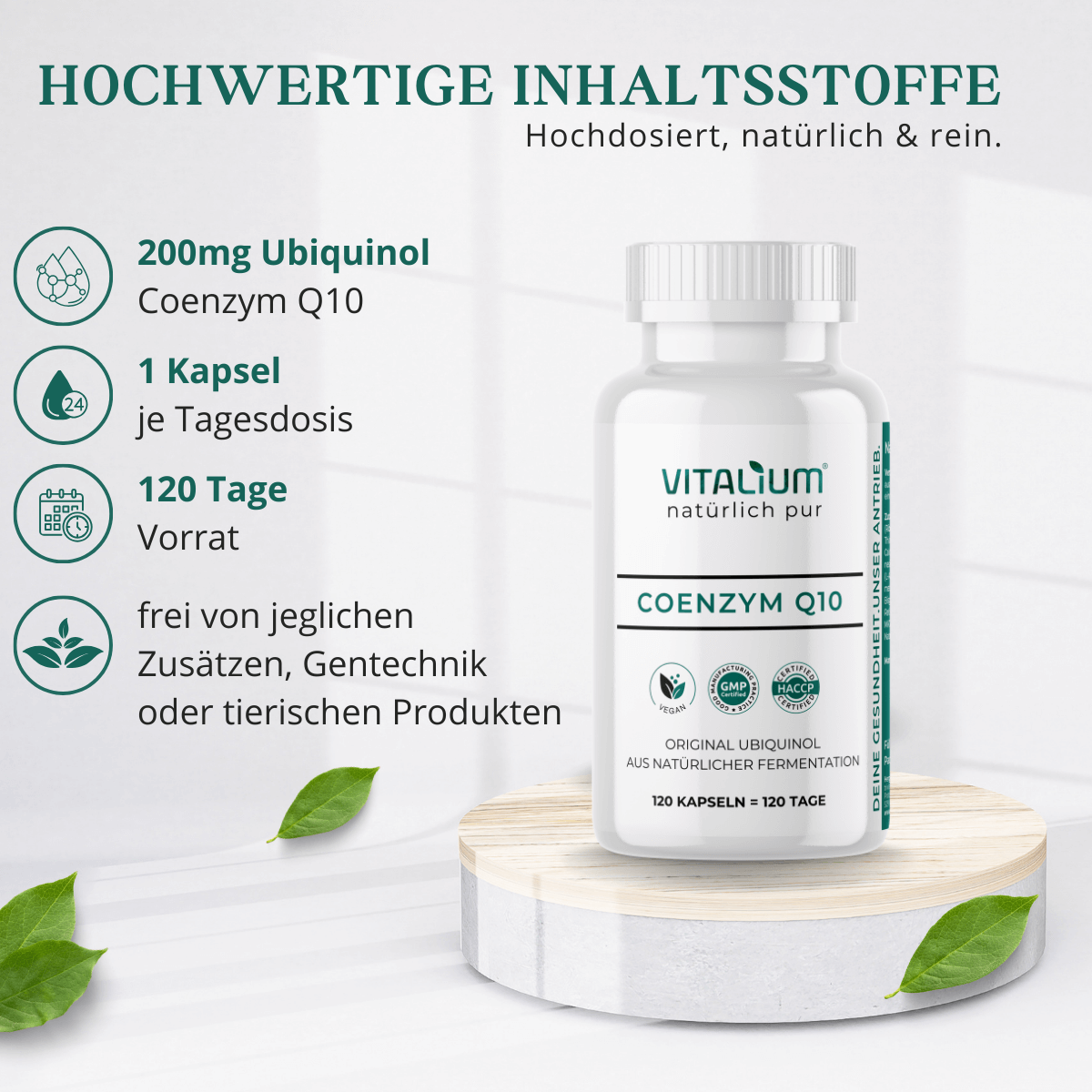 Coenzym Q10 Kapseln 200 Mg – 1000 Stück Hochdosiert, Vegan Aus Pflanzlicher Fermentation