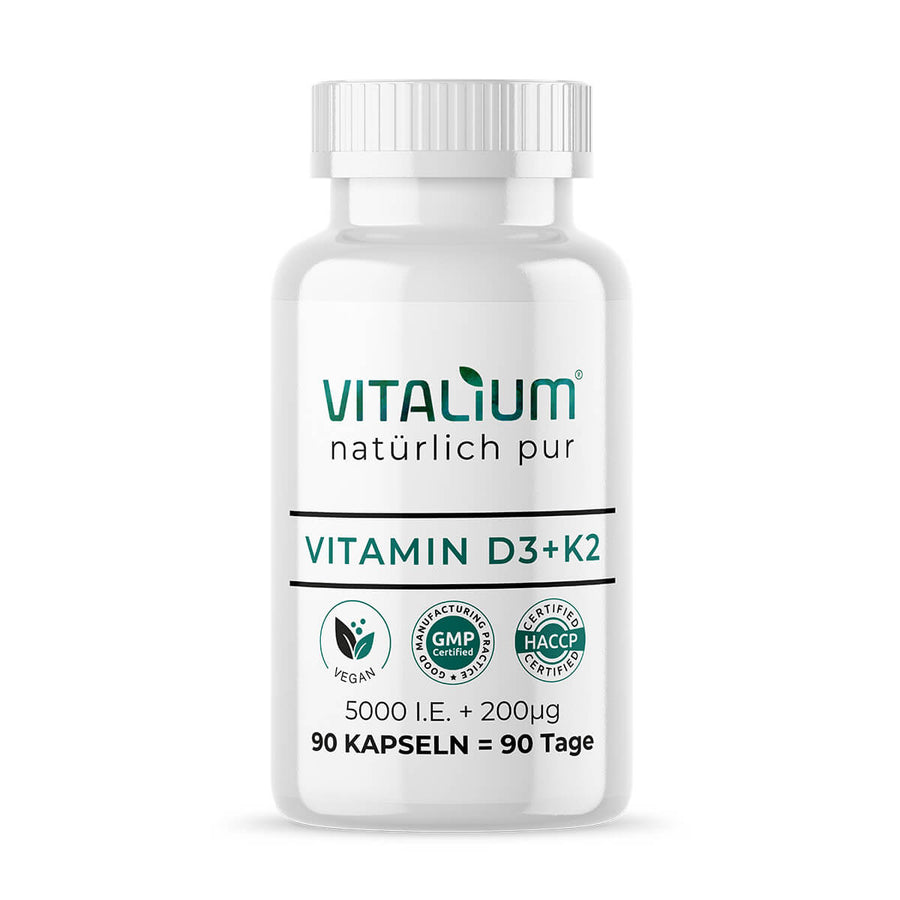 Vitamin D3 + K2 von meinVitalium, Dose mit veganen Kapseln